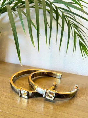 ALLSAINTS Gold Tone Buckle Hoop Earrings - McBling Baddie thumbnail 6