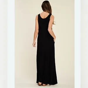 Annabelle Black Casual V-Neck Sleeveless Maxi Dress With Pockets Size Medium thumbnail 3
