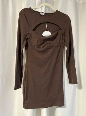 Princess Polly Dress Long Sleeve Mini brown thumbnail 1