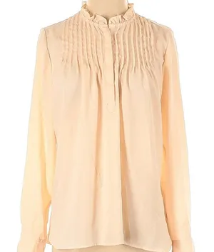 J. CREW High Neck Long Sleeve Pintuck Blouse in Pale Bluff Size 2 thumbnail 1