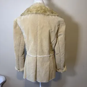 New York &‎ Company Women Tan Leather Sherpa Faux fur lining coat jacket Medium thumbnail 6