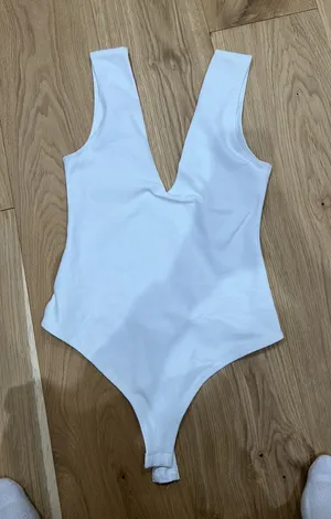 Free people v neck body suit white thumbnail 1