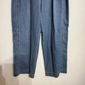 Blue Denim Pleated Wide Leg Trouser Jeans Sz S thumbnail 4