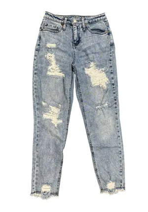 Wild Fable Light Blue Ripped Distressed High Rise Waist Mom Jeans Size 0 thumbnail 1