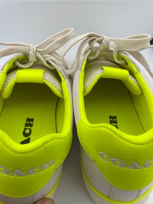 Coach lowline low top leather women’s sneakers G5040 light beige/neon green thumbnail 5