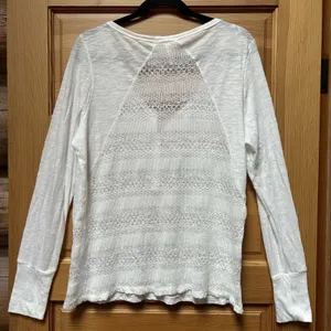 Y2K Aeropostale White Henley Sheer Crochet Shirt Top Boho Cowgirl Cottage Fairy thumbnail 2