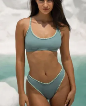 BERLOOK Cyan Contrast Stitch Cross Back Top AND Cyan Contrast Stitch BOT 38 thumbnail 3