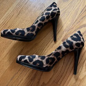 NINE WEST Leopard Faux Stiletto Platform Pumps- 8M thumbnail 8