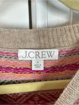 J. Crew Puff-sleeve Cherry Fair Isle Crewneck‎ Sweater Size Small girly dainty thumbnail 3