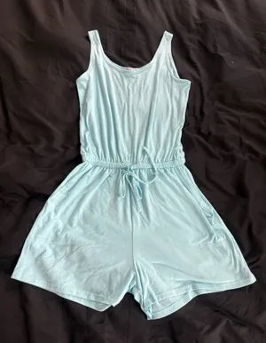 REORIA Summer Romper Sleeveless Short Jumpsuits Loose Romper with Pockets thumbnail 1