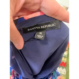 Banana Republic Tropical Blue Floral Cold Shoulder Flutter Sleeve Blouse Top XL thumbnail 11