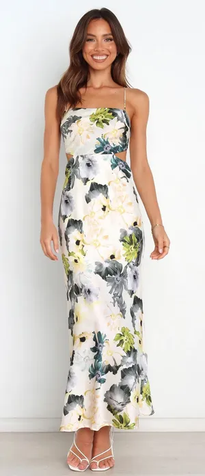 Petal and Pup Jayne White and green floral maxi dress thumbnail 1