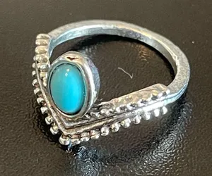 Turquoise stone princess crown ring size 5 thumbnail 3