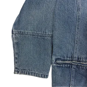 Vtg‎ NorthStyle Denim Jacket Blue Flannel Lined Plaid Barn Chore Coat Utility L thumbnail 4