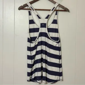 Lululemon Om Racerback Tank Blue White Striped Yoga Top No Size Tag thumbnail 6