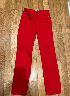 Zara Vibrant Red Straight-Leg Pants thumbnail 1