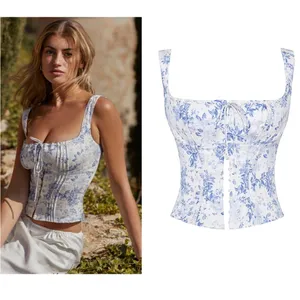 House of CB Chicca Blue Floral Top nwot size‎ XS D/DD thumbnail 2