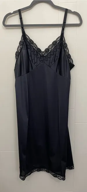 Sears Vintage Lace Slip Dress Size 38 Black Babydoll Elegant Whimsygoth Romantic thumbnail 1