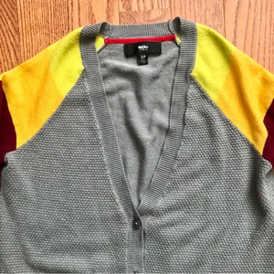 Mossimo Supply Co. Gray Cropped 90s Cardigan Colorblock Sleeves Women’s Size S thumbnail 5