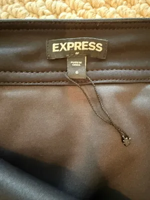 Express Black Faux Leather Mini Skirt with Silver Zip thumbnail 3