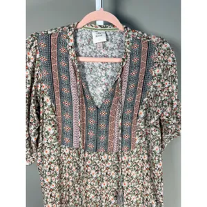 Knox‎ Rose Floral Boho Tassel Mini Dress Small Rayon Lined Cottagecore Earthy thumbnail 4