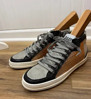 P448 Women's Skate High-Top Copper-Gold Sequin/Snakeskin Sneakers - Size - 39 thumbnail 1