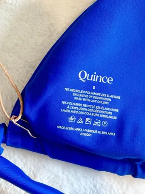 NWT Quince Italian Full Coverage Ring Triangle Bikini Top in Electric Blue - S thumbnail 3