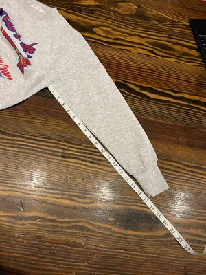Atlanta Braves 1980s Tomahawk Chop Gray USA Made Fleece Sweatshirt Medium M thumbnail 6