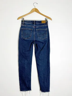 American Eagle Mom Straight Jeans Size 0 Regular Medium Wash Stretch thumbnail 2