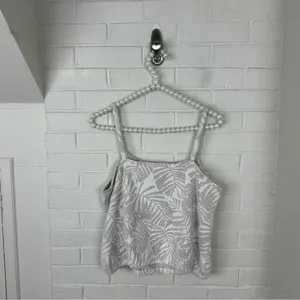 LOFT Neutral Nubby Knit Palm Leaf Patterned Tank Top Size M thumbnail 9