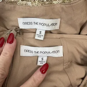 Dress The Population Size Small Cara Two Piece Gown Gold‎ Sequin Holiday Party thumbnail 13