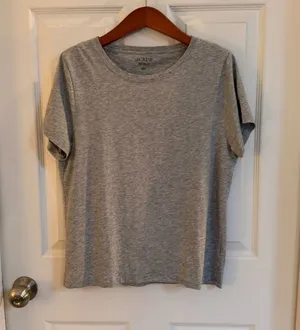 J Crew Grey Cotton Crew Neck Short Sleeve T-Shirt Size Large thumbnail 1