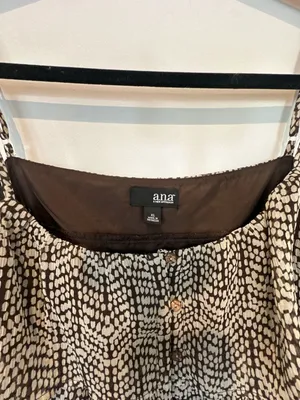 a.n.a A New Approach Brown and Beige Patterned Layered Ruffle Spaghetti Strap To thumbnail 2
