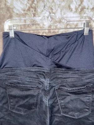 Isabel Maternity by Ingrid & Isabel Black Denim Bermuda Maternity Shorts Raw Hem thumbnail 5
