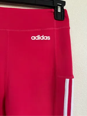 Adidas AeroReady Hot Pink 3 Stripe Leggings Athletic Yoga Gym Size S thumbnail 3