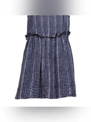 Madewell Blue White Batik Print Silk Paperbag Ruffle Waist Dress Size 8 Womens thumbnail 9