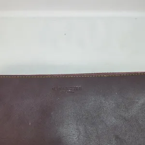 Coach Accordion Zip Wallet Check Burgundy Glovetanned Leather 24377 Pink Inside thumbnail 3