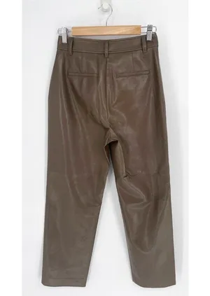 Aritzia Babaton Command Faux Leather Crop Pants Vegan Brown Women's 4 thumbnail 6