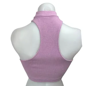 Urban Outfitters Purple Sleeveless Waffle Knit Racerback Mock Neck Crop Top M/L thumbnail 2