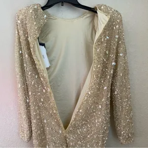 RETROFÊTE Nikki Sequin Long Sleeve Minidress in Sea Shell Size Small NWT‎ thumbnail 13