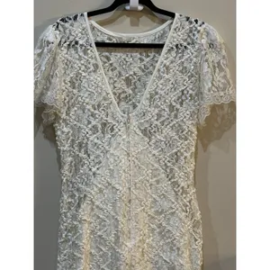 Vintage Lace Dress Size 12 Cream Ribbon Sequin Victorian‎ Romantic Delicate thumbnail 8
