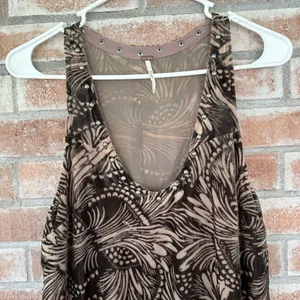 Free People Ellie Mini Dress Velvet Brown Studded XS Witchy Fairy Grunge Boho thumbnail 3