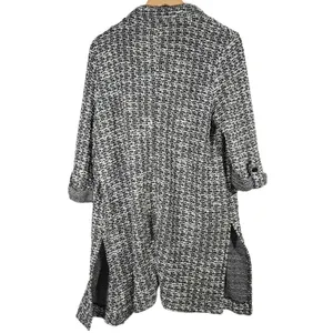 Adyson Parker Womens Blazer Jacket Black White Textured Open Front Long Sleeve L thumbnail 2