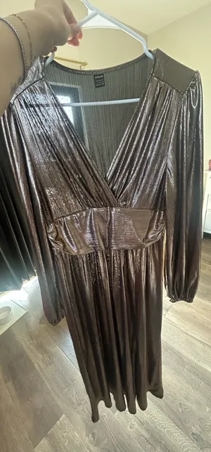 Metallic Gold Long Sleeved Maxi Dress thumbnail 3