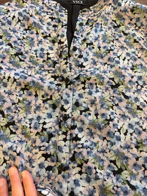 VICI Pastel Floral Tie-Waist Tiered Mini Dress Medium - C52-051 thumbnail 3