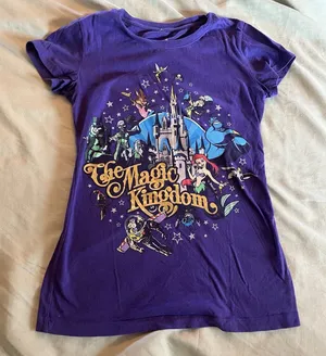 Disney Parks - The Magic Kingdom - Purple T-Shirt - Ladies Cut - Sz Small EUC thumbnail 1