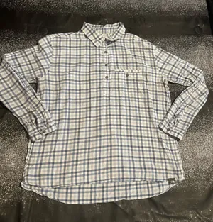 Womens lg The North Face Plaid Long Sleeve Button Down Shirt-blue/white/gray. thumbnail 1