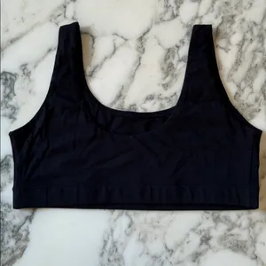 NWOT Quince Women's Black Comfort Rib Tank Bralette (2-pack) L Sold Out Online thumbnail 5