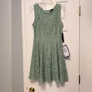 NWT Sage Green Lace‎ Fit Flare Dress Size 7 Boho Coquette Homecoming City Studio thumbnail 3