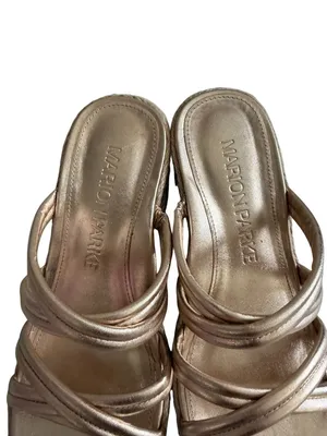 MARION PARKE Adrian Gold Leather Platform Espadrilles Sandals Size 37 / US 7 thumbnail 3